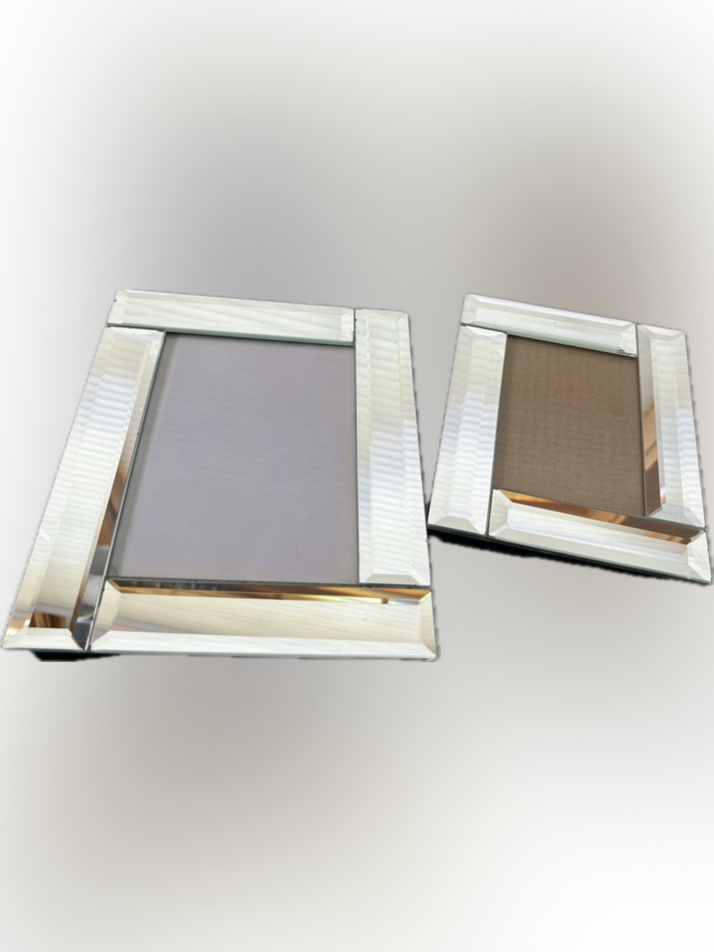 🪩2–Pair of Beveled Mirror 4-Piece Photo Frames - Silver Mirror Finish Glass